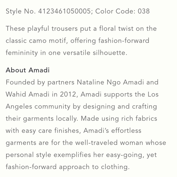 Anthropologie Amadi Green Camo Floral High Rise Pants Medium - Picture 7 of 12